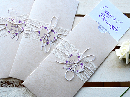 Afternoon Tea Luxury Wallets in ivory broderie and purple